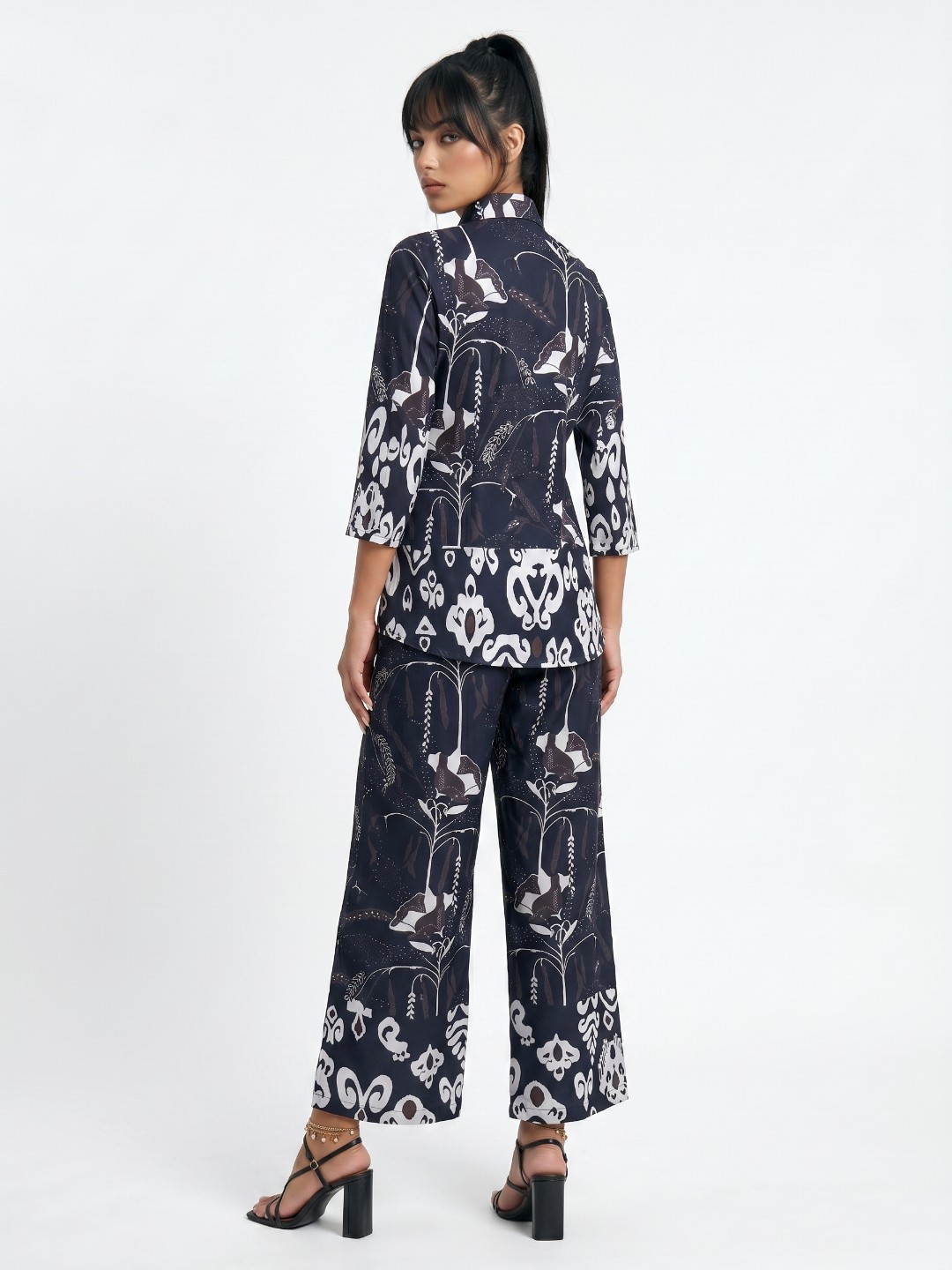 Abstract Shirt & Wide Leg Trouser Co-Ord Set for Women - Image 2